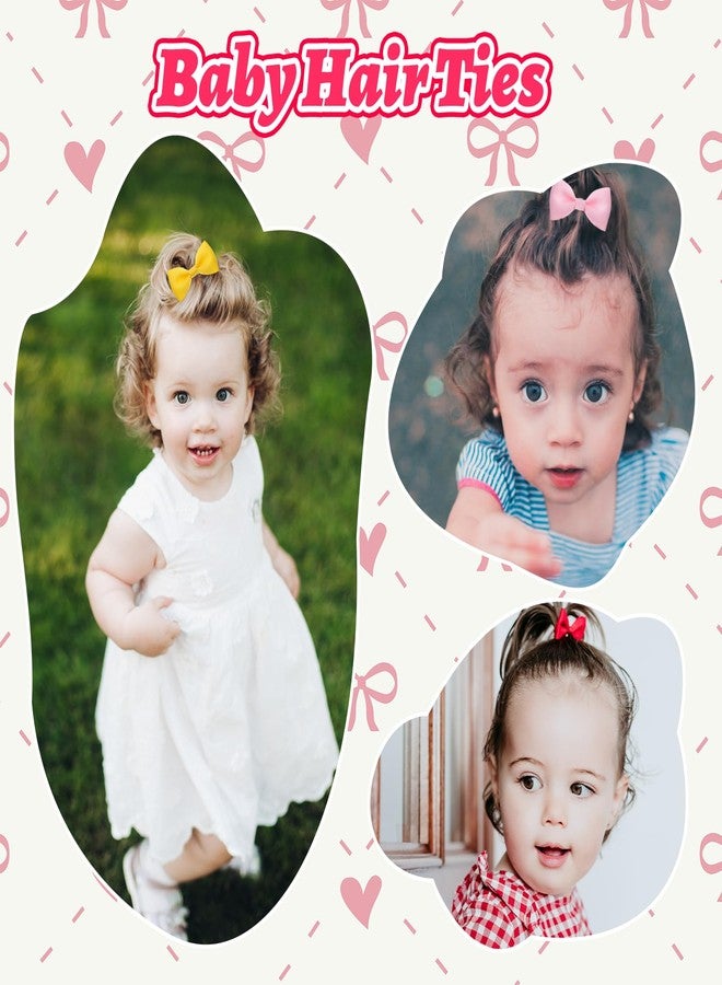 Matwsec 40 Pcs Hair Band Bow Toddlers Baby Hair Ties with Bows Toddler Girl Hair Ties Tiny Soft Elastics Ponytail Holders Hair Accessories for Infants Toddlers Baby Girls Multi-Colored Small Hair Accessories - Image 4